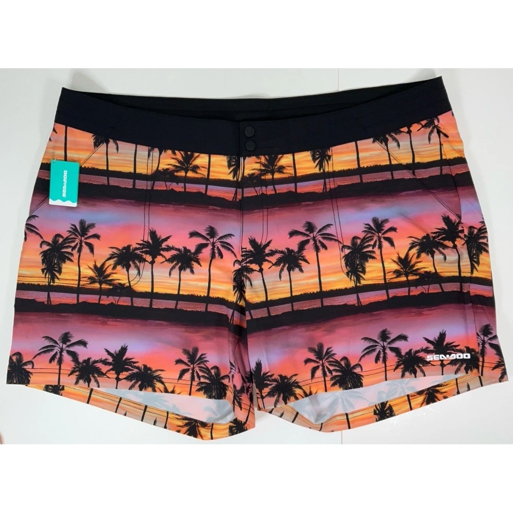 NWT Women’s Sea-Doo Classic 6” Boardshorts - Sunset Palm Trees Med - Picture 11 of 14